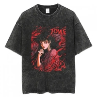 Conjunto de Camisetas Gráficas DTG Estampadas con Efecto Desgastado y Lavado Ácido, de Algodón 100% de Alta Calidad, Estilo Oversize y Corto, para Hombre
