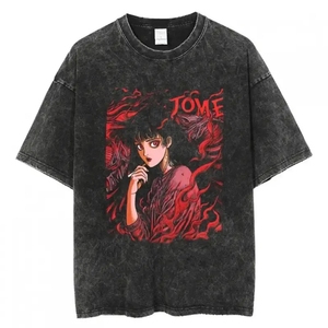 T-shirt graphique pour homme en coton 100% de haute qualité, coupe oversize, délavé, style streetwear, effet délavé à l'acide et délavé par le soleil, imprimé DTG - Product Image 6