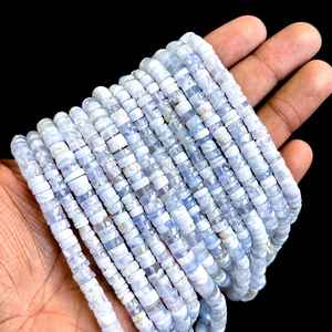ลูกปัดหินอาเกตลูกไม้สีน้ำเงินธรรมชาติทรงเหลี่ยมขนาด 6-7 มม. รูปทรงยางรถยนต์ ลูกปัดพลอยหลวมสำหรับทำเครื่องประดับ ลูกปัดอาเกตลูกไม้ - Product Image 6