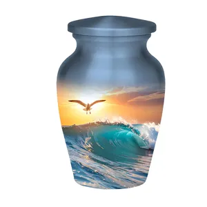 Seagull Sunset Urns for Human <b>Ashes</b> Ocean Wave Design Aluminium Adult & <b>Keepsake</b> Sizes - Product Image 2