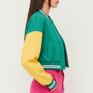 OEM/ODM Custom Made Unique Design Contrast Color Long Sleeves <b>Women</b> Varsity Quilted <b>Jacket</b> <b>Lightweight</b> Comfortable Embroidery - Product Image 5