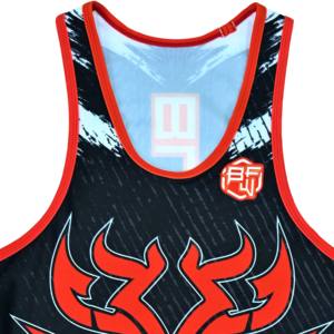Men's Red Black Geometric Print Wrestling Singlet Moisture Wicking Fitted Tank Sleeveless Adult Size All Seasons - Product Image 5