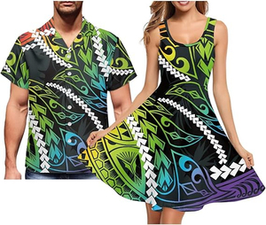 Polynesian Matching <b>Clothes</b> for Couples Sleeveless Womens Dress <b>Hawaiian</b> Shirt Couple <b>Clothes</b> Set Matching - Product Image 3