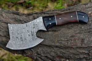 Cuchillo de desollar Damasco hecho a mano, cuchillo de carnicero personalizado con mango de madera y funda de cuero para venta al por mayor B2B en EE. UU. y Europa - Product Image 5
