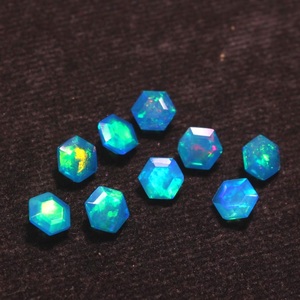 Opale Paraïba naturelle éthiopienne, taille hexagonale, 6 mm, pierre précieuse facettée, multicolore, éclatante, pour la création de bijoux HASNAIN GEMS - Product Image 1