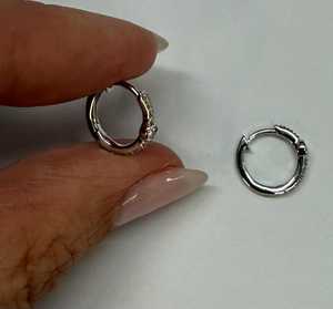 14K 18K <b>Gold</b> Cut Lab Grown Bezel Pave Set Thin Tiny Huggie Loop <b>Sleeper</b> Diamond Hoop <b>Earrings</b> Pair Wedding Engagement Minimalist - Product Image 5