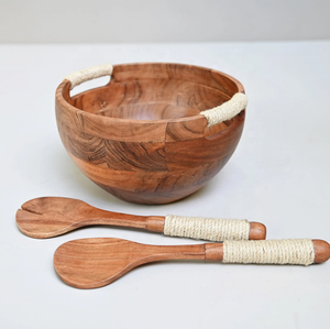 Ensemble de saladiers en bois d'acacia artisanal de qualité supérieure |   Bols de service artisanaux et durables pour fruits, yaourts et préparations variées - Product Image 4