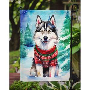 Bandera de jardín de Navidad de Malamute de Alaska Multicolor buzón decorativo y cartel de Patio para ilustraciones de patio y césped para macizos de flores - Product Image 3