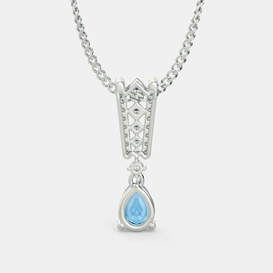 White Gold <b>Blue</b> Topaz Geometric Lab Grown Diamond Pendant <b>Necklace</b> - Product Image 6