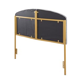 Cabecera de Cama Queen Lindsey en Acero Dorado y Terciopelo Gris, Camas Tapizadas Contemporáneas/Glam - Product Image 3