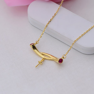 Pendentif en argent S925 à faire soi-même, chaîne de style coréen 7-15, accessoires avec perle, support creux, semi-fini - Product Image 4