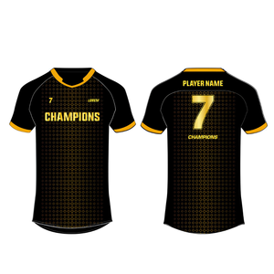 Maillot de football personnalisé 7v7 à manches courtes, col en V, 100% polyester, séchage rapide, noir, blanc, rouge, bleu, marine, vert royal - Product Image 3