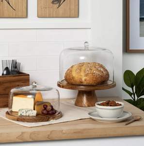 Eco Inspired Wooden <b>Cake</b> <b>Stand</b> With Transparent <b>Glass</b> Lid For Sustainable Dessert Display And Kitchen Use - Product Image 3