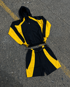 Ensemble survêtement coupe-vent tissé d'hiver avec logo personnalisé, fermeture éclair, short en polyester oversize pour homme - Product Image 1