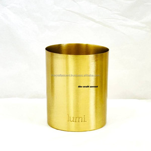 Wholesale Metal Candle <b>Jars</b> With Brushed Finish Modern Luxury <b>Empty</b> Home Decor Brass Candle <b>Jars</b> & holder With Lid & Custom Logo - Product Image 1