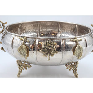 Cuenco de Vidrio con Textura Rota y Flores Chapadas en Oro de Alta Calidad, Centro de Mesa de Diseño para el Hogar, Cuencos de Lujo para Servir Alimentos, Utensilios de Cocina - Product Image 5