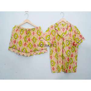 Conjunto de Pijama de Algodón con Estampado Floral Elegante para Primavera, Verano y Otoño, Pantalones Cortos con Cordón, Ropa Casual Sexy de Longitud Corta - Product Image 2