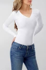 T-shirt en polyester pour femme, col en V, manches longues, coupe ajustée, imprimé uni, respirant, idéal pour l'été et les tenues décontractées – Grande Vente - Product Image 2
