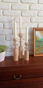 Wooden <b>Candle</b> Holder Set of 3 Candlesticks <b>Candle</b> <b>Stand</b> Pillar <b>Candle</b> Holder Rustic Gift Home Decor Gift for Holiday - Product Image 6