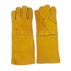 Gants de soudage en cuir à prix de gros, longs, résistants à la chaleur et aux coupures, isolés, conception personnalisée, protection contre les éclaboussures de métal fondu - Product Image 5
