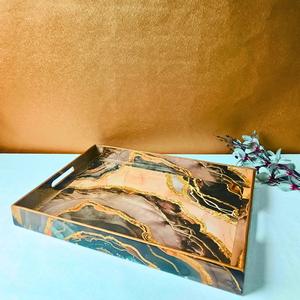 Bandeja de Servir de Madera Premium, Bandeja de Té y Café de Resina MDF, Bandejas de Servir Decorativas Multiusos - Product Image 1