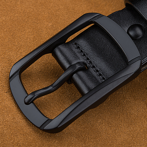 Performance Breathable <b>Punch</b> Design Formal Leather Belt Men Lightweight High Strength Work Bodybuilding Training Solid Strap - Product Image 4