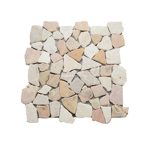 Mosaico de Piedra de Ónix Blanco y Rojo Irregular, Mosaico de Mármol para Paredes Exteriores y Pavimentación de Jardines - Product Image 1