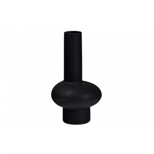 Vase à fleurs en métal noir fait à la main avec poignées, base antidérapante, résistant à la rouille, design élégant de haute qualité - Product Image 1