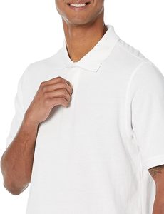 Polo de Algodón Blanco de Manga Corta para Hombre, Color Sólido, Casual, Transpirable, Tejido Oxford, Corte Regular - Product Image 1