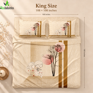 Juego de Sábanas Shahi Gharana Beige Marrón con Estampado Digital, Tamaño King, 3 Piezas, Algodón Puro, Diseño de Diseñador, con Funda de Almohada - Product Image 5