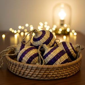 Boule de Noël en jonc de mer tressé naturel, décoration suspendue écologique pour arbre et maison festive, fournisseur Vietnamien, prix abordable - Product Image 4