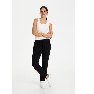 Pantalon de survêtement noir tricoté pour homme, taille élastique avec cordon de serrage, poches latérales, décontracté, pour l'automne, poids moyen, respirant - Product Image 5