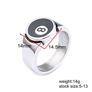 Anneaux <span class=keywords><strong>de</strong></span> chevalière pour hommes RTS Hiphop numéro 8, acier inoxydable, émail noir cool, boule <span class=keywords><strong>de</strong></span> snooker, bijoux <span class=keywords><strong>de</strong></span> sport, cadeaux - Product Image 4