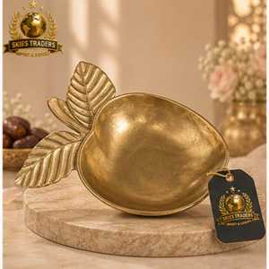 Frutero Tradicional de Latón Pulido, Tazón de Metal con Acabado Liso, Centro de Mesa Clásico, Tazón Dorado, Vajilla - Product Image 2