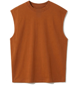 Herren 100% Baumwolle Ärmelloses T-Shirt 280 GSM Schwergewicht Besticktes Tanktop Sommer Lässiger Lockerer Schnitt O-Ausschnitt Pullover Sport-Unterhemd - Product Image 5