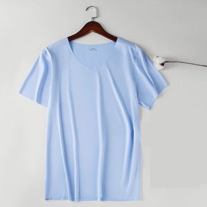 Camiseta de Manga Corta con Cuello en V para Hombre, Corte Regular, Color Sólido, Informal, de Secado Rápido, Tejido de Poliéster, para Verano - Product Image 2