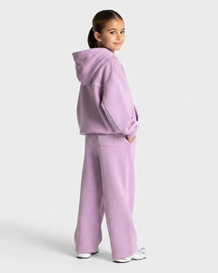 Ensemble de survêtement pour filles, personnalisé, violet et rose, coupe oversize, en molleton de coton, avec sweat à capuche et pantalon large, OEM & ODM - Product Image 2