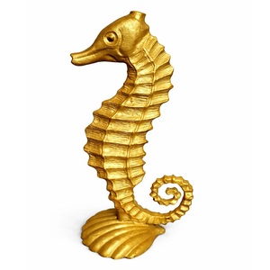 Sculpture de hippocampe en argent de qualité supérieure, statue en métal avec base en marbre, figurine décorative de luxe, décoration marine inspirée de l'océan, élégante - Product Image 4