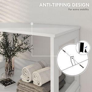 Armadietto per bagno in stile fattoria 23.5 armadio per biancheria bianca \ "X 13 \" X 48.5 \ "con cassetto e ripiani - Product Image 6