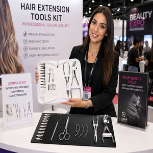 Nouvel arrivage : Kit d'outils professionnels personnalisés pour extensions capillaires – Pinces à pression pour bandes adhésives, crochets en boucle, aiguilles en C, ciseaux et pinces de coiffure - Product Image 5