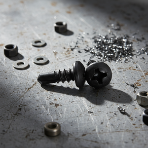 Tornillo Autorroscante PDC 11 de Acero al Carbono Recubierto de Negro con Cabeza Plana, Ranura Phillips, Rosca Gruesa, Grado 4.8/6.8, DIN ISO - Product Image 1