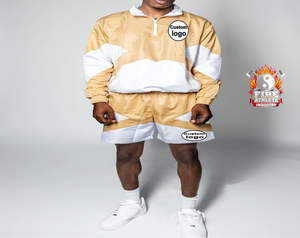 Chaqueta Cortavientos Deportiva Casual de Verano con Logotipo Personalizado Más Vendida - Color Bronceado/Blanco - Product Image 6