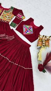 Lehenga Choli Rojo Bordado, Vestido Tradicional Indio Pakistaní, Traje Étnico Largo Hasta el Suelo para Bodas y Fiestas - Product Image 3