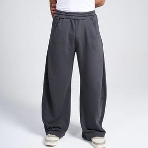 Pantalon de jogging unisexe en coton doux de haute qualité, coupe décontractée, jambe large, taille élastique avec poche latérale, style oversize - Product Image 1