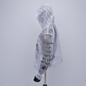 Sudadera con Capucha y Cremallera para Hombre, Diseño Personalizado, Bordada, Transpirable, Informal, de Verano, con Diseño de Pájaro Cardenal Blanco y Letras, 100% Algodón - Product Image 4
