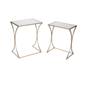 Ensemble de tables d'appoint gigognes en métal doré de luxe avec plateau miroir, tables d'appoint modernes pour salon, chambre à coucher, décoration intérieure élégante - Product Image 3