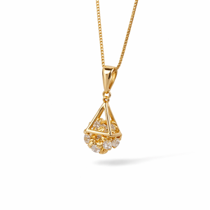 <b>Solid</b> 18K <b>Gold</b> Classic Geometric Box Chain <b>Pendant</b> Necklace for Women's Anniversary Gift & Party Occasions - Product Image 1
