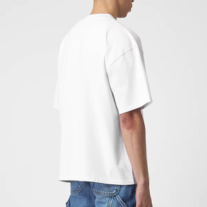 T-shirt en coton blanc pour homme de haute qualité, manches courtes, col rond, coupe classique, jersey tricoté, couleur unie, vente en ligne - Product Image 3