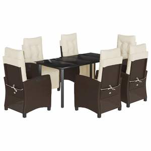 Conjunto de Comedor de Jardín Ajustable de Ratán PE Marrón con Reposapiés, Muebles de Exterior de Estilo Moderado - Product Image 2