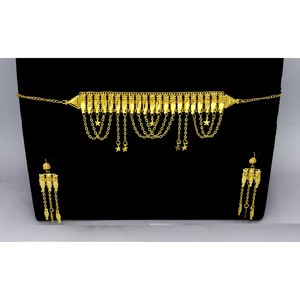 Conjunto de Collar y Aretes Chapados en Oro Árabe de Diseño Clásico y Moderno para Mujer, Joyería Nupcial Africana de Dubái y Medio Oriente - Product Image 5